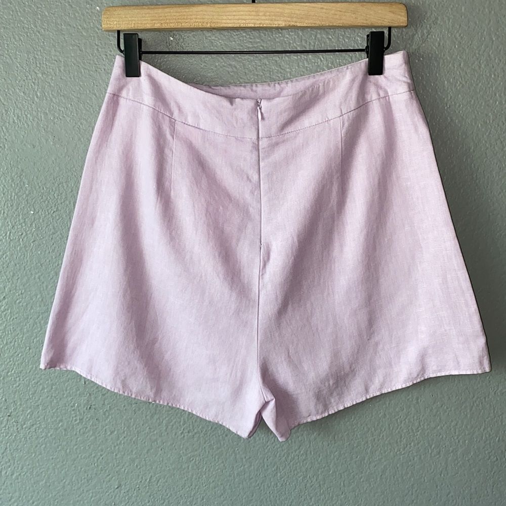 Zara Lavender Linen Blend Bow Trim Skort - Picture 6 of 16